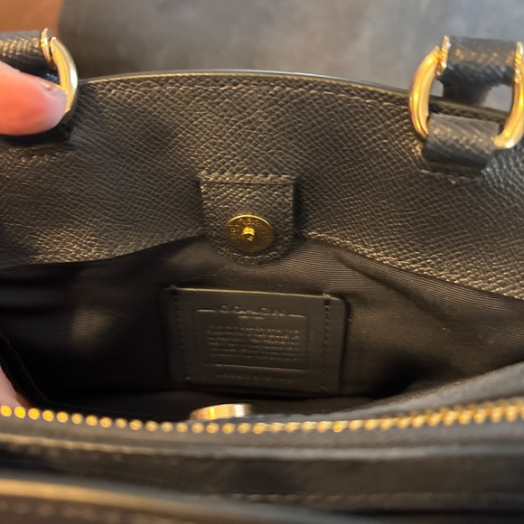 Coach Midnight Blue Leather Mini Lillie Carryall Handbag Gold Hardware - Picture 7 of 8